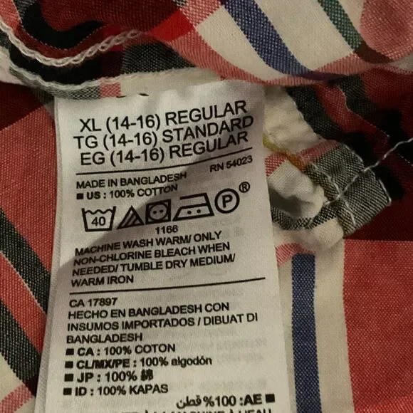 Old Navy The Classic Shirt Plaid Boys Size XL 14-16 - Picture 7 of 8